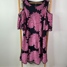 Taking Shape Shift Dress Womens Small Black Purple Floral Embroidered Mesh NWT