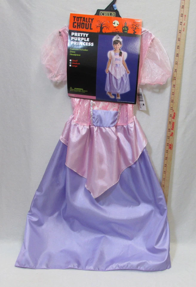 Bonito Vestido de Princesa Púrpura Niñas Disfraz de Halloween Talla Pequeña o Mediana Foto 2 de 4