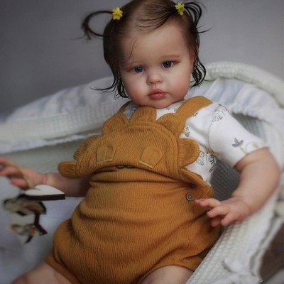 22'' Cute Reborn Baby Doll Toddler Girl Short Hair Finished Doll with Cloth Body