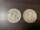 1927 s walking liberty half dollar's lot of 2 coins -90% silver #120