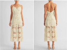 $198 New AROSE STUDIO Women's Sabrina Floral Lace Midi Dress Medium in Cream