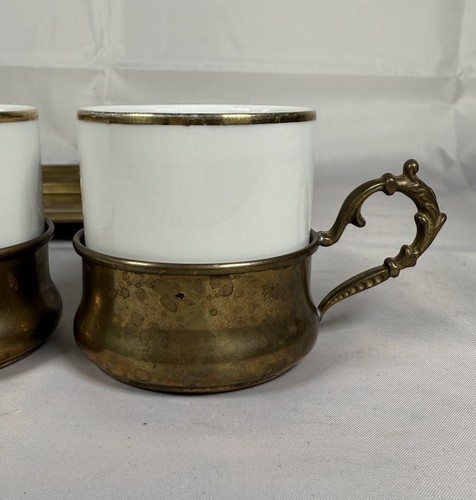 Servizio da caffè espresso vintage Monopoli ottone ornato due persone - Foto 3 di 6