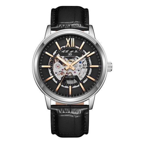 Kenneth Scott Men's Automatic Watch | Black Dial, 43.5mm, 30 m (3 ATM)