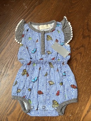 Miki Miette NB Romper 100%Cotton Madhatter Print NWT