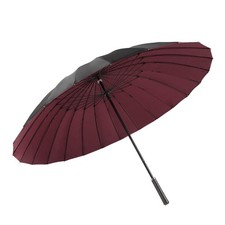 Stick Umbrella 190T 24 Ribs Double Layer Long Leather Handle Straight Anti-UV...