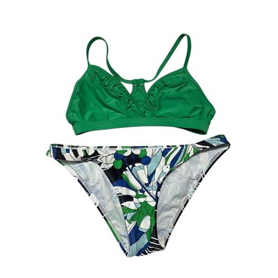 Patagonia Bikini Swimsuit Womens S/M Green Floral Kupala Top Sunamee Bottom