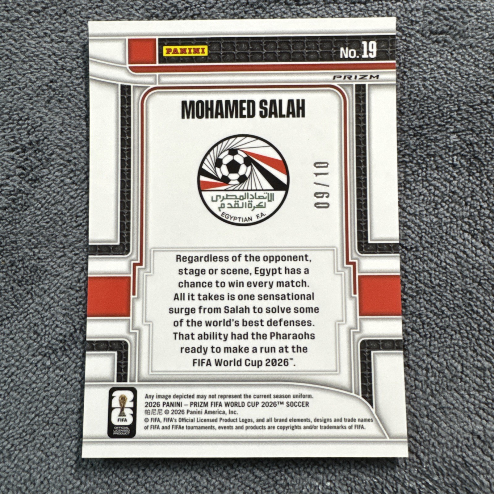 2026 Panini Prizm FIFA World Cup Mohamed Salah Gold /10 Scorers Table Preferred  view 2