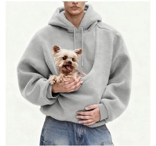 Pet Sling Hoodie Man Women Soft Fleece Kangaroo Pouch Carrier Small Dog Cat Warm