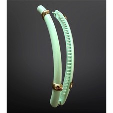 Vintage 80s Mint Green Banana Clip Gold Tone Accents Hair Clip Taiwan 6 Inch