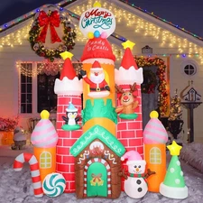 10FT Christmas Inflatables Outdoor Decoration, Candy Castle Christmas Inflata...