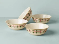Lenox Holiday Plaid Place Setting Bowls set of 4 16 Oz. $220 New NIB