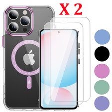 For iPhone16 Pro Max Plus/16E Case Silicone TPU Covers 2x Glass Screen Protector
