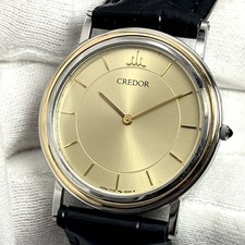 A4P Seiko Credor 7770-6030 18K Bezel Gold K18 Quartz Women's Watch f42