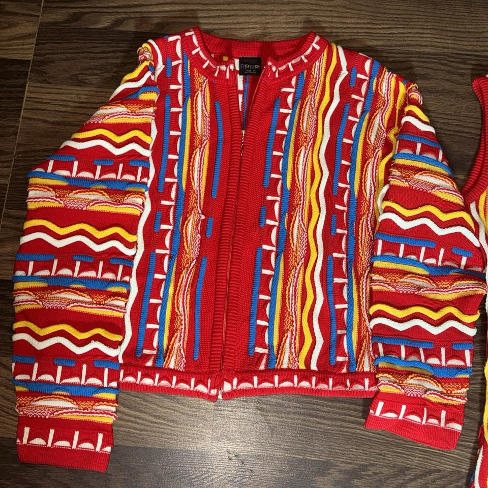 Coogi Australia Vintage Anos 90 Conjunto de Suéter Duas Peças Vestido 3-D Suéter GG - Imagem 3 de 4