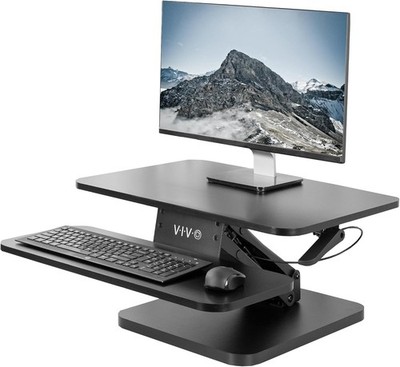 Black Height Adjustable 25 inch Standing Desk Converter Compact Sit Stand
