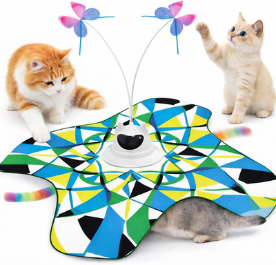 Interactive Cat Toy for Indoor Cats, Rechargeable 3-in-1 Hide and Seek Cat Toy w