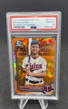 2022 Bowman Chrome Bryan Acuna Orange /75 PSA 10 Sapphire Refractor 1st TWINS