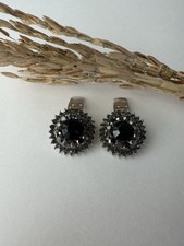 Bluette Rhinestone Shoe Clips 1  Black Diamond Handmade Hematite  Jet Black