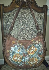 BEAUTIFUL HARD TO FIND ISABELLA FIORE ROSE TATTOO LEATHER HOBO SHOULDER BAG