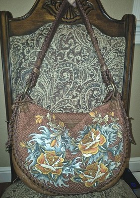 BEAUTIFUL! HARD TO FIND ISABELLA FIORE ROSE TATTOO LEATHER HOBO SHOULDER BAG 