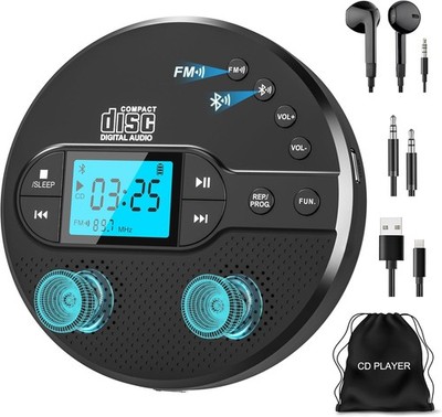 NEU 2025 Bluetooth CD Player Tragbar, Greadio Discman CD Player mit 2000mAh