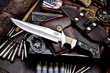 CFK Handmade D2 Custom SHEEP HORN CAMEL BONE Sub Hilt Hunting Camping Knife