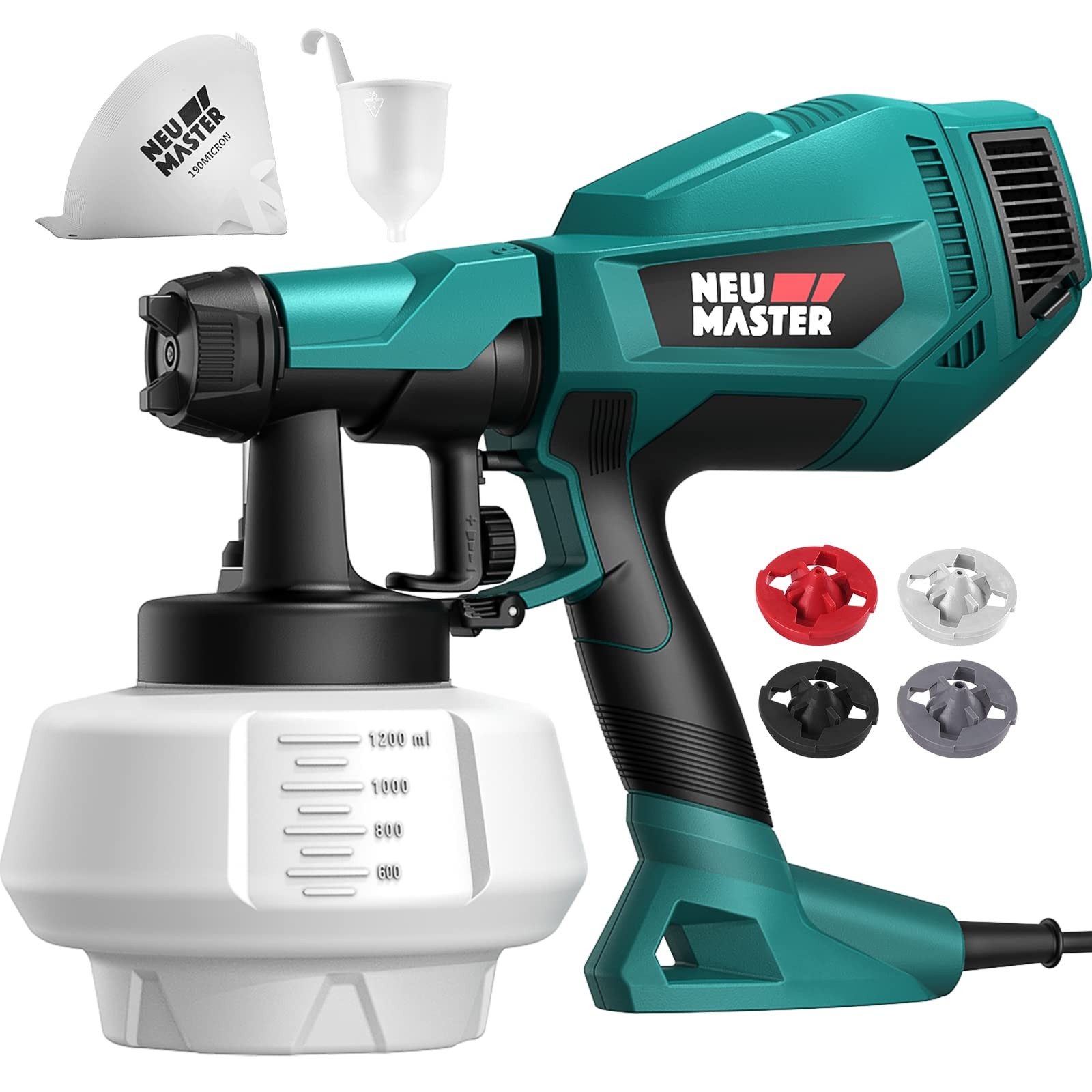Easy-to-Use 1200ML Paint Sprayer with 4 Nozzles & 3 Spray Patterns