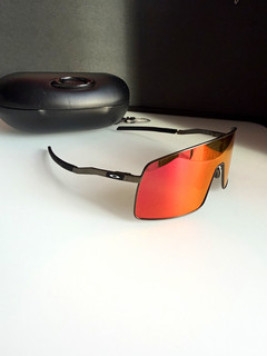 Oakley Sutro Unisex Cycling Shield Sunglasses Mirrored Red Lens titanium Frame