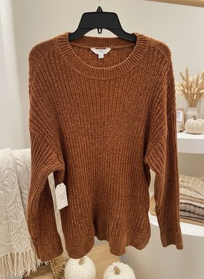 Time and Tru Chenille Ribbed Sweater Cinnamon Spice Womens XL NWT