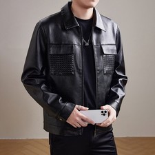 For Spring Autumn Season Men Retro Jacket Long Sleeve Design Solid Color Pattern