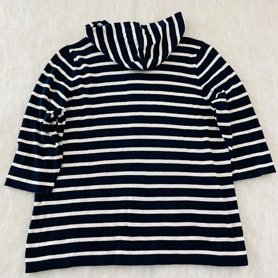 Chico's Womens Navy Blue Striped Casual Comfort Full Zip Hoodie Size 3 US XL - Image 2 of 4