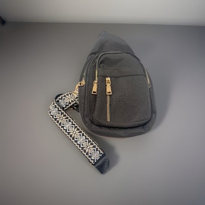 Black Fashion Classic Solid Color Waterproof Multi-Pocket Shoulder Chest Bags