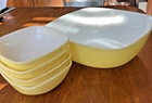 Vintage Pyrex Yellow Square MCM Hostess Bowls 2.5 Qt and 12 Oz Set of 5 USA