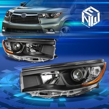 For 14-16 Toyota Highlander Projector Black Headlights Amber Corner Signal Lamps