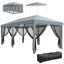 Outsunny 6 x 3m Pop Up Party Tent Canopy with 6 Removable Sidewalls Grey