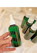 LOT of 100 Green PET 4 oz Boston Round Plastic Bottles w Fine Mist Pump Sprayer