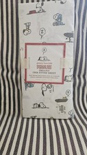 Pottery Barn Kids Peanuts Snoopy Print Organic Cotton Baby Crib Fitted Bed Sheet