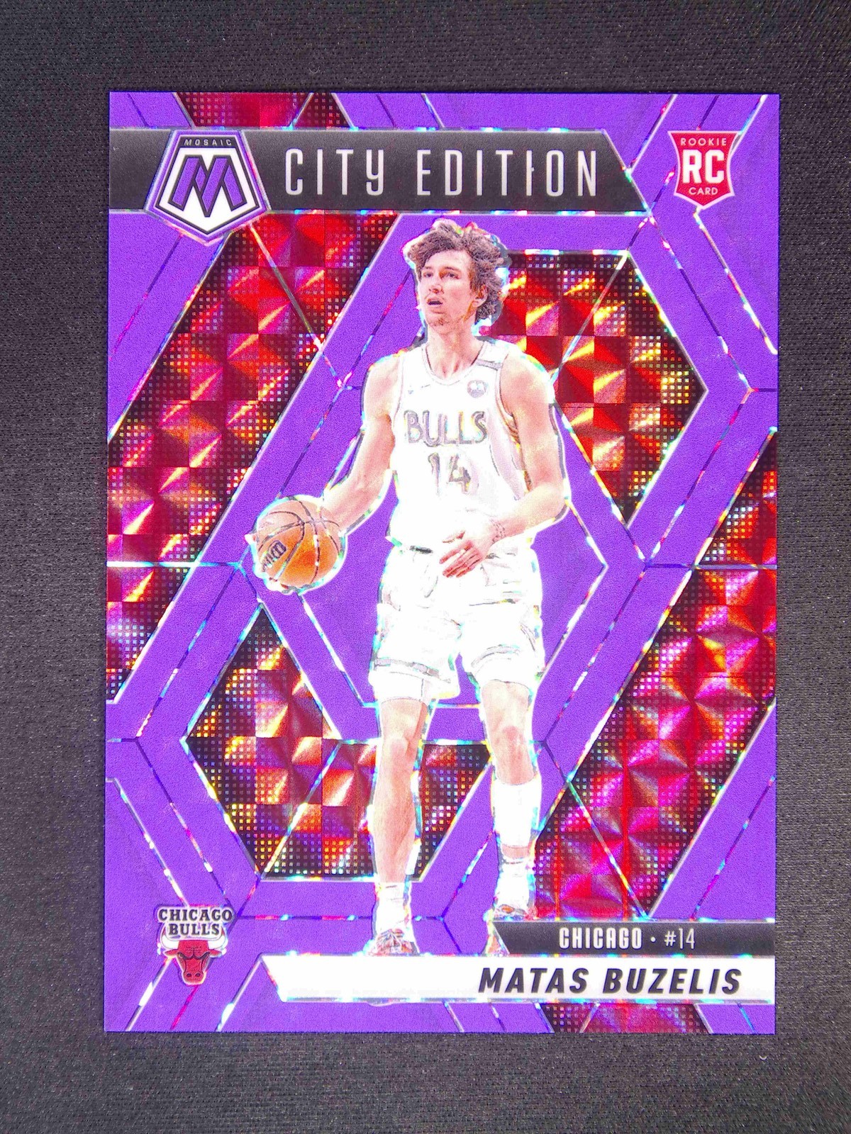 2024-25 Panini Mosaic Matas Buzelis #273 RC City Edition Purple Fluorescent /249