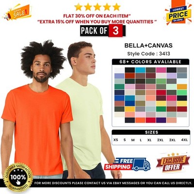 3 Pack Of Bella + Canvas 3413C Unisex Pre-Shrunk TShirt Triblend Stylish T-Shirt