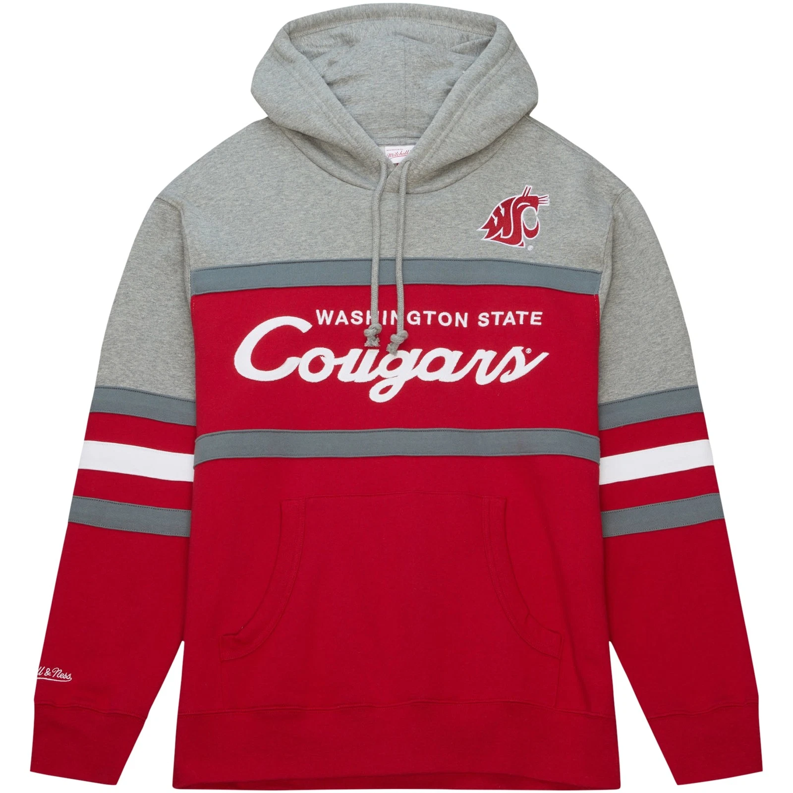 Felpa con cappuccio pullover uomo Mitchell & Ness rosso Washington State Cougars Head Coach