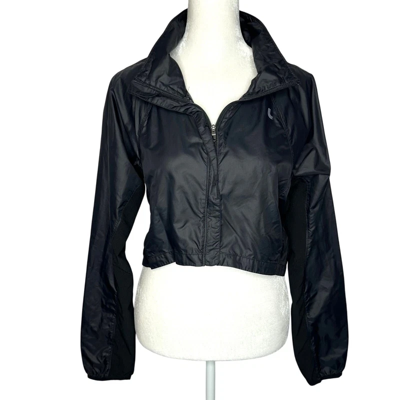 lole super light weight cropped athletic zip up coat jacket