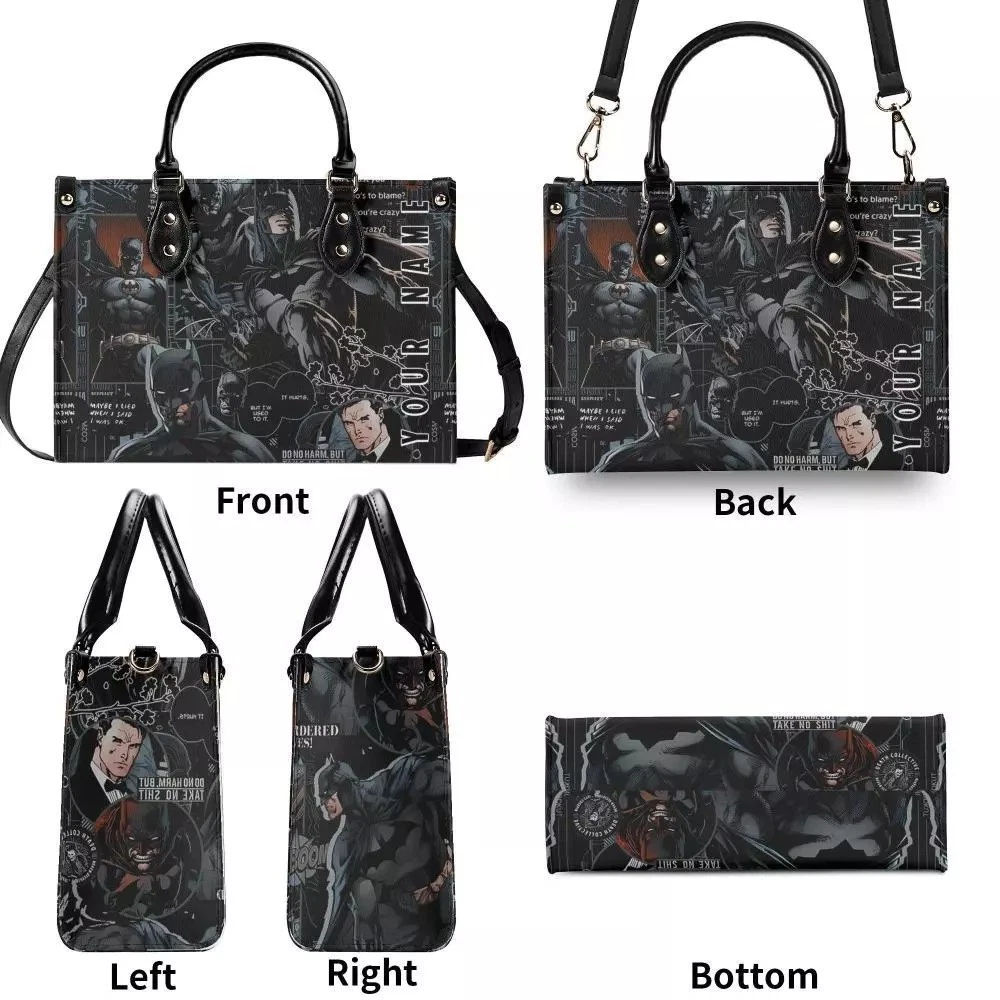 Personalized Batman Superhero Leather Handbag, Batman Lovers Shoulder Bag Gift