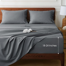 Extra Deep Pocket Queen Sheet Sets Fits 18"-24" in Deep Mattress -100 Cotton Qu