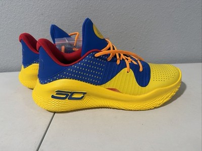 UNDER ARMOUR Curry 4 Flotro Curry Jam Basketball Shoes Mens 13 Blue Yellow