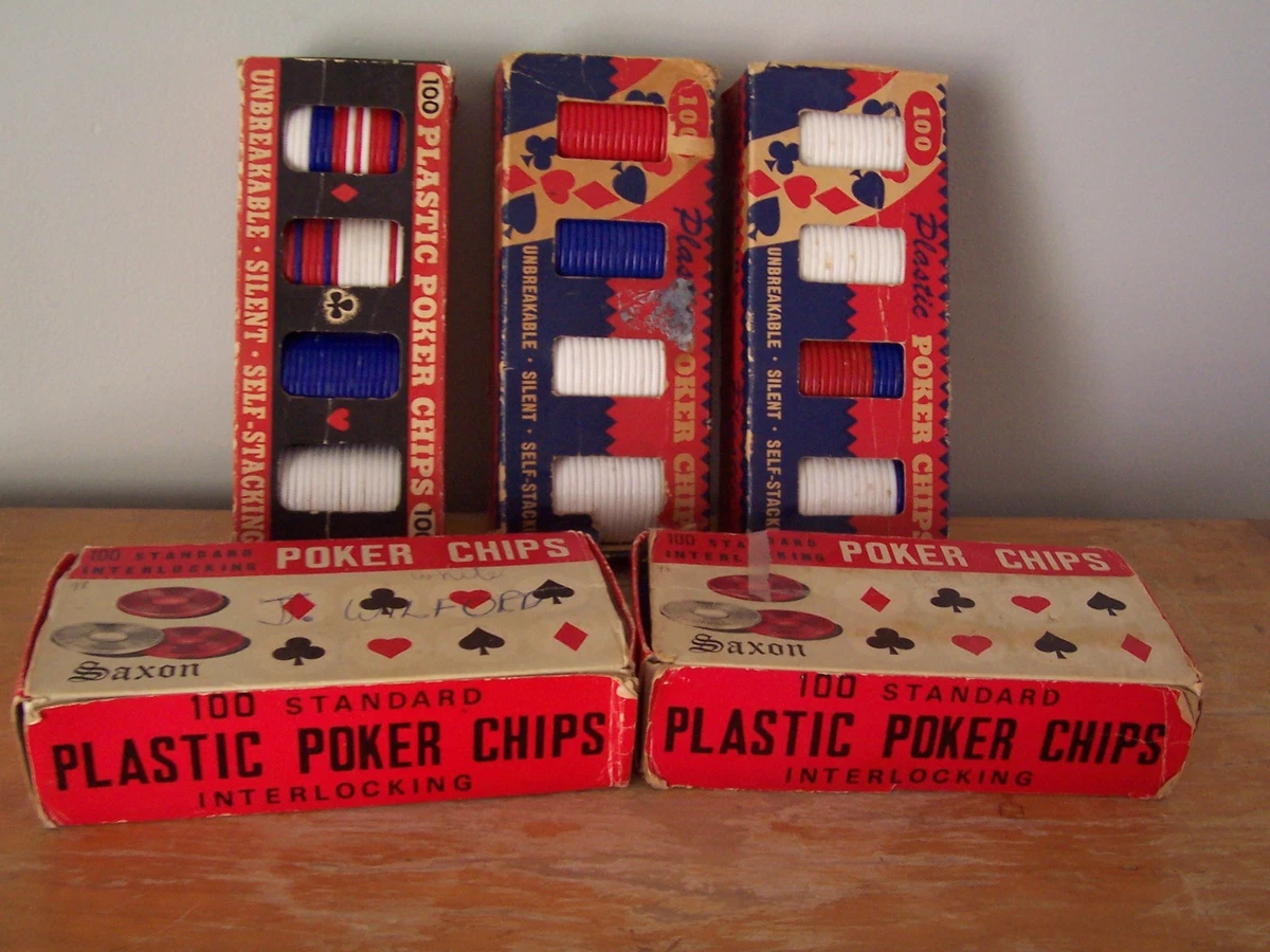 VINTAGE POKER CHIPS, X 100 Count, Diameter, Red White Blue,, 53 OFF