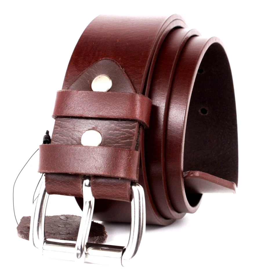 Men's Genuine Buffalo FULL GRAIN Leather Belt 1.5'' wide Amish Handmade in USA - Image 2 of 4