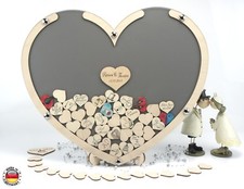 Gästebuch Herz Hochzeit Bilderrahmen grau Personalisierbar f 100 Personen Gravur
