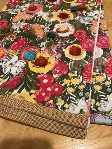 Pier 1 Imports Bountiful Blooms Table Runner 72”X 13” Floral Embroidered Beaded