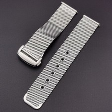 20mm Silver Steel Folding Deployment Clasp Bracelet Band Strap For Omega Watch
