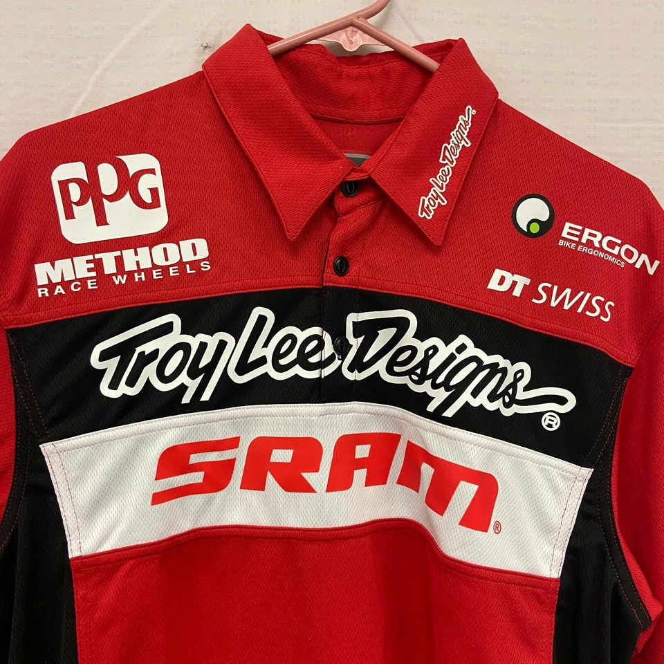 Polo Troy Lee Designs Shop Pit Manga Corta Rojo Para Hombre Grande LG *Sin Etiquetas* Foto 2 de 4